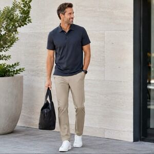 Lululemon Commission Slim Pants Mens Size 32 Khaki Beige Stretch Warpstreme
